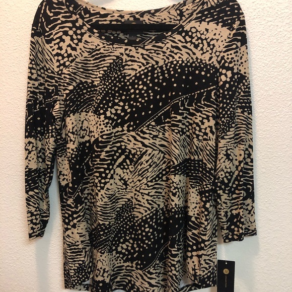 MCollection Cream And Black Multicolor Top Size Small - Picture 1 of 6